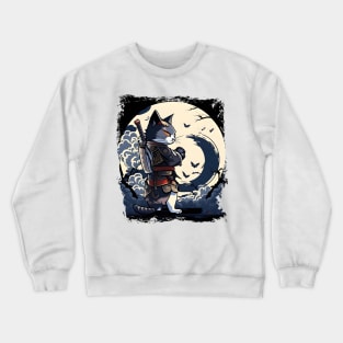 Japanese Cat Samurai Katana Catana - Cat Lover Crewneck Sweatshirt